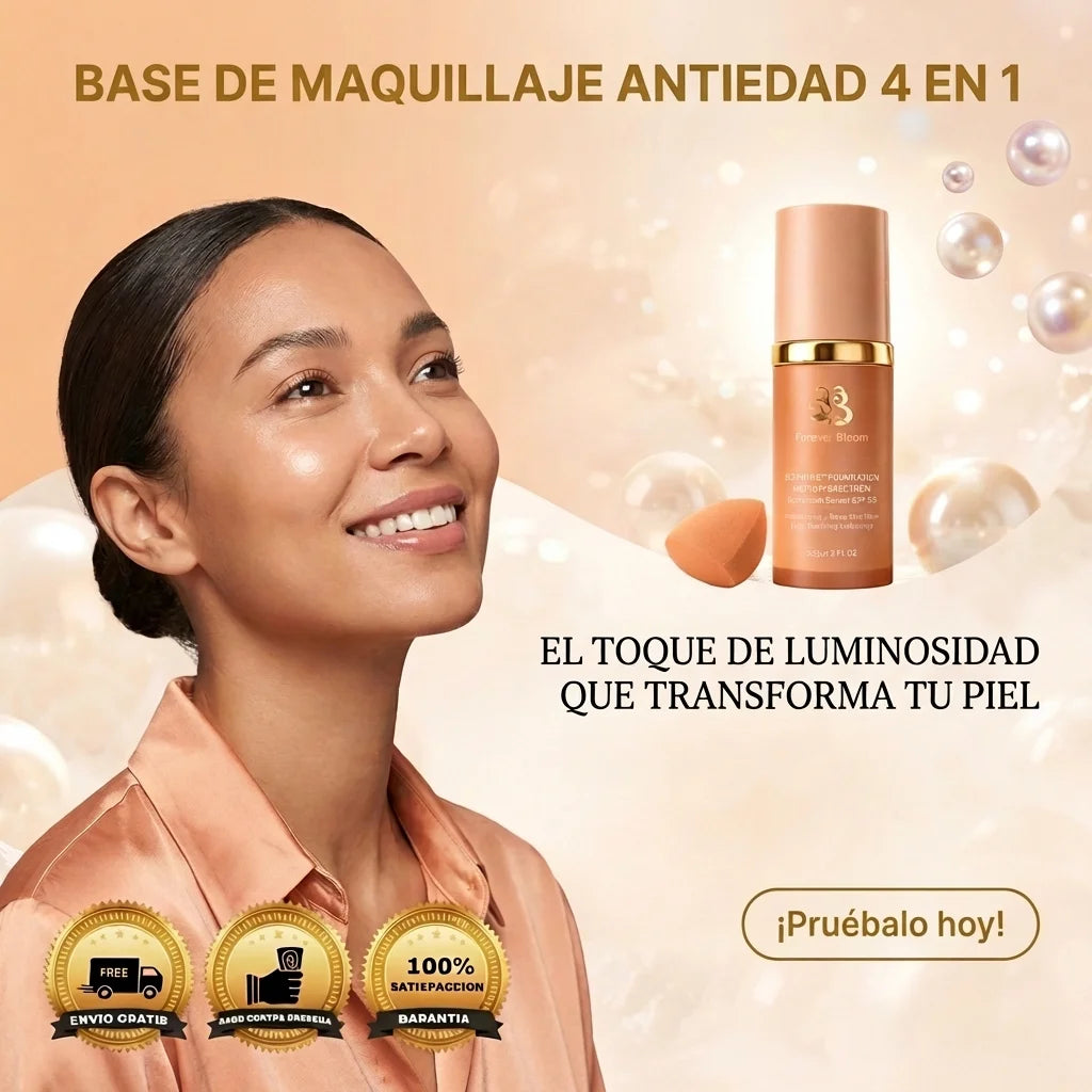Base de Maquillaje Antiedad 4 en 1 Adaptada a tu Tono de Piel.