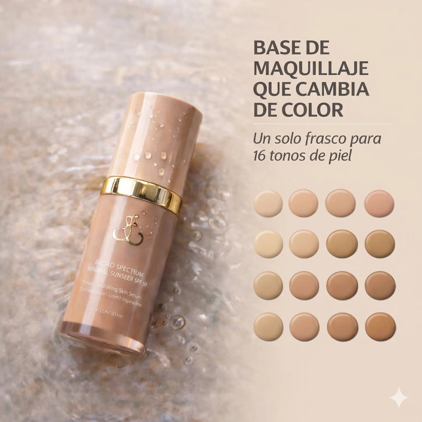 Base de Maquillaje Antiedad 4 en 1 Adaptada a tu Tono de Piel.